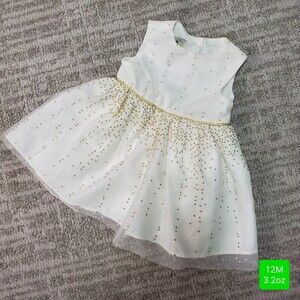 Marmellata special occasion holiday dress white gold sparkle, size 12 months